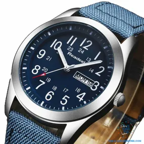 ⌚ Men Limited Edition Military Styled Watches with Canvas Wristband - 3 Color Face/Band Options