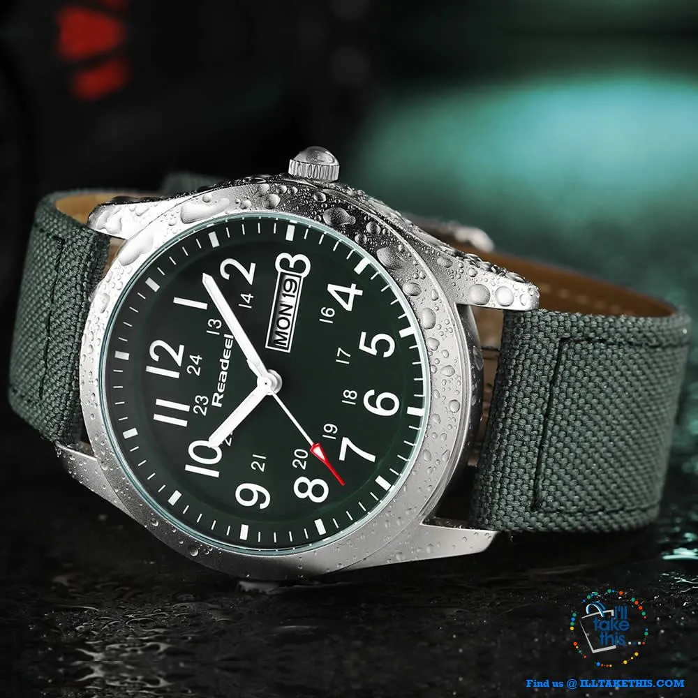 ⌚ Men Limited Edition Military Styled Watches with Canvas Wristband - 3 Color Face/Band Options