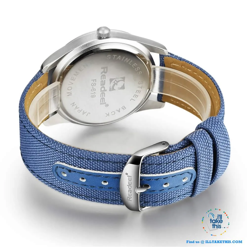 ⌚ Men Limited Edition Military Styled Watches with Canvas Wristband - 3 Color Face/Band Options
