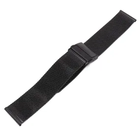 18mm, 20mm Straight End PVD Black Milanese Loop Watch Strap, Quick Release Spring Bars