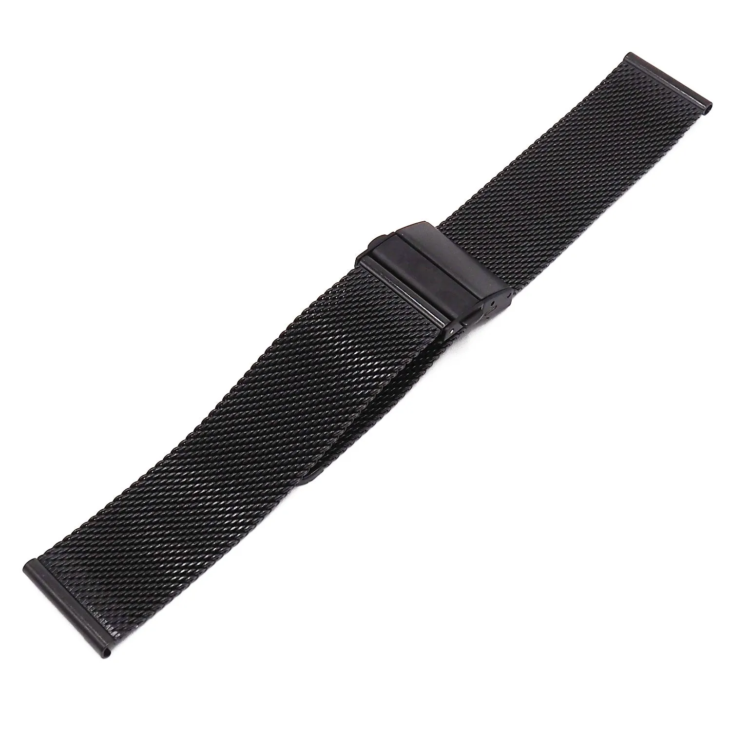 18mm, 20mm Straight End PVD Black Milanese Loop Watch Strap, Quick Release Spring Bars