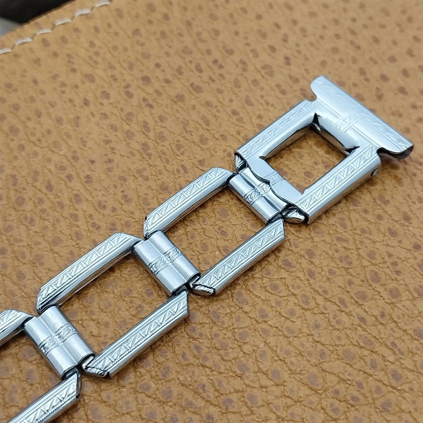 19mm Art Deco 1920s-1930s Ornate Chromium Bates & Bacon Vintage Watch Band