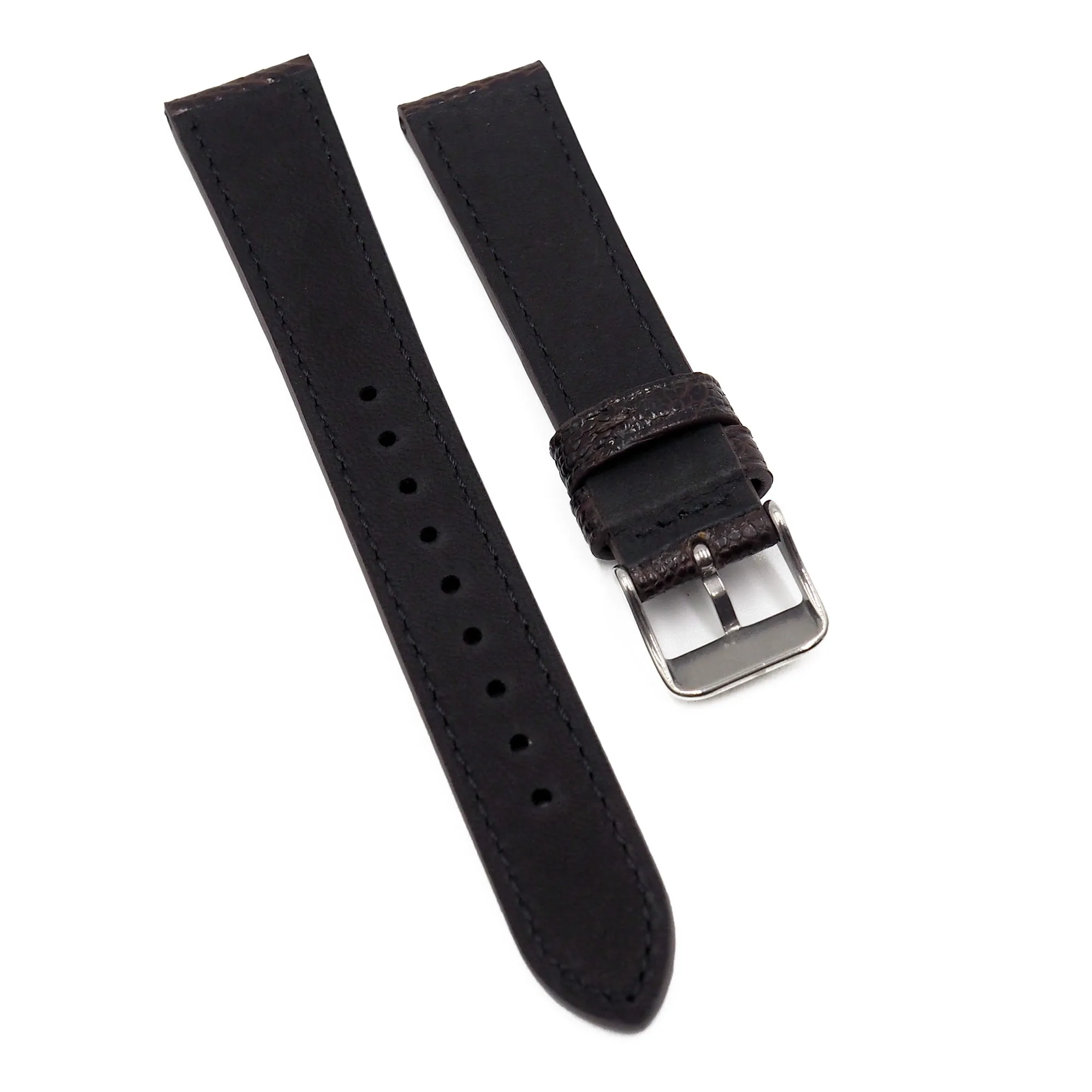 19mm Dark Brown Ostrich Leg Leather Watch Strap