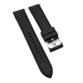 20mm, 22mm Hybrid Black Saffiano Leather FKM Rubber Watch Strap, Quick Release Spring Bars