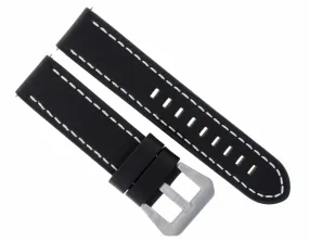 20MM COW LEATHER WATCH BAND STRAP FOR ULYSSE NARDIN WATCH BLACK WHITE STITCH