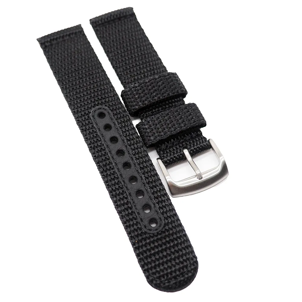 20mm Nylon Watch Strap For Seiko, Black / Army Green