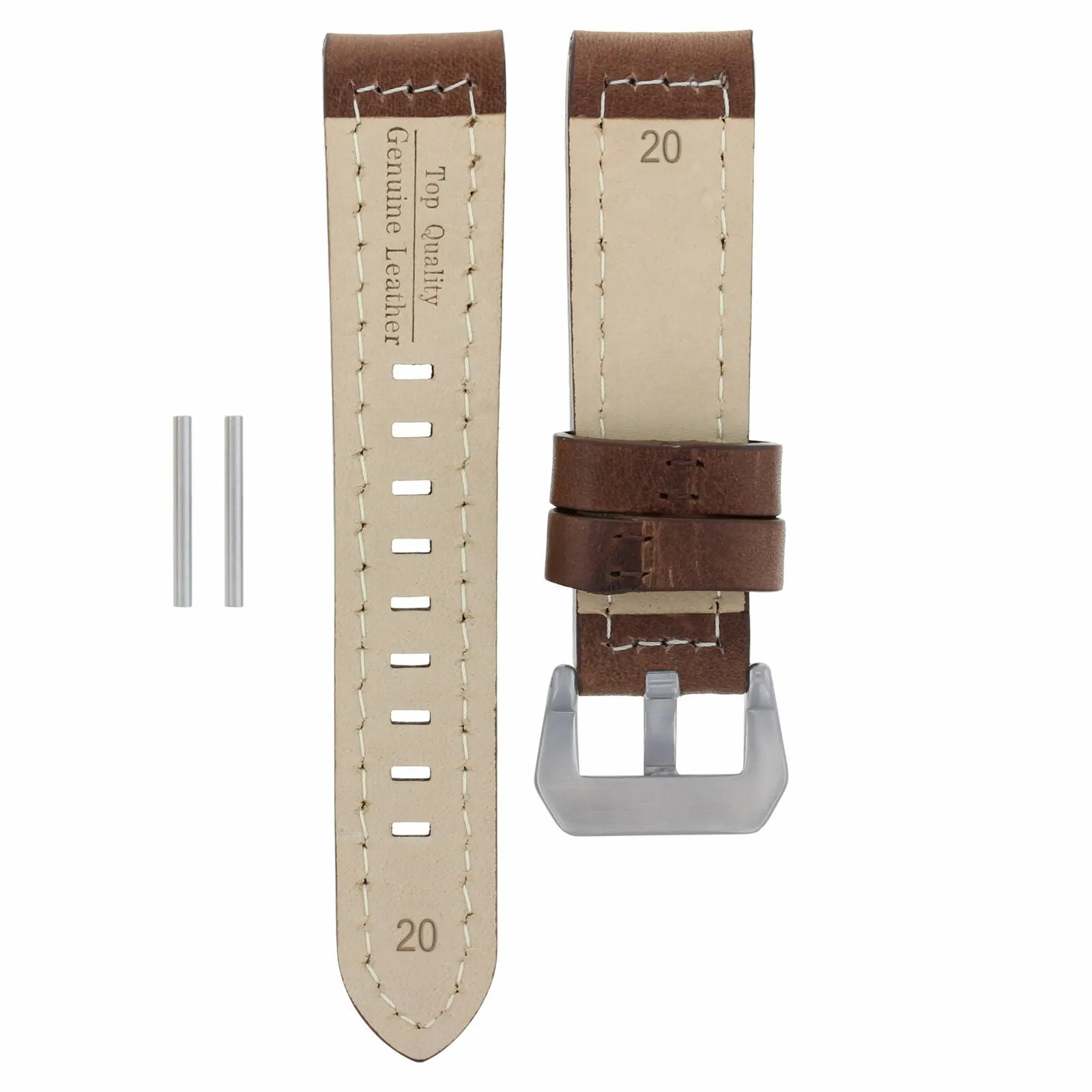 20MM PREMIUM LEATHER WATCH BAND STRAP FOR 40MM PANERAI MARINA GMT DARK BROWN WS