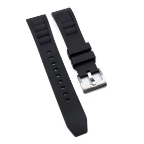 20mm RM Vented Pattern Straight End Black FKM Rubber Watch Strap, Quick Release Spring Bars