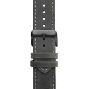 22mm Leather Dark Gray Gunmetal