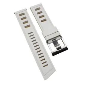 22mm Milk White FKM Rubber Dive Watch Strap, Quick Release Spring Bars