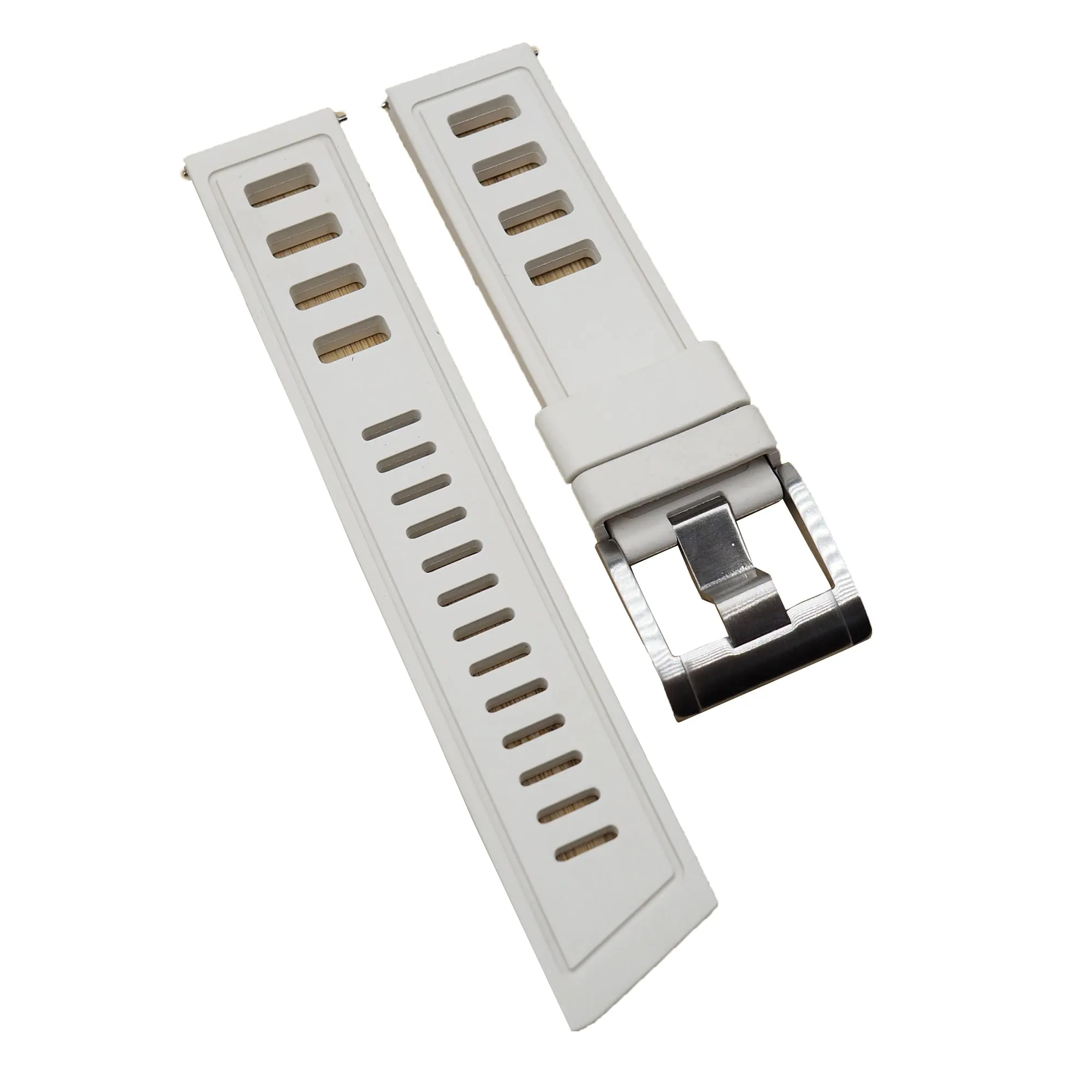 22mm Milk White FKM Rubber Dive Watch Strap, Quick Release Spring Bars
