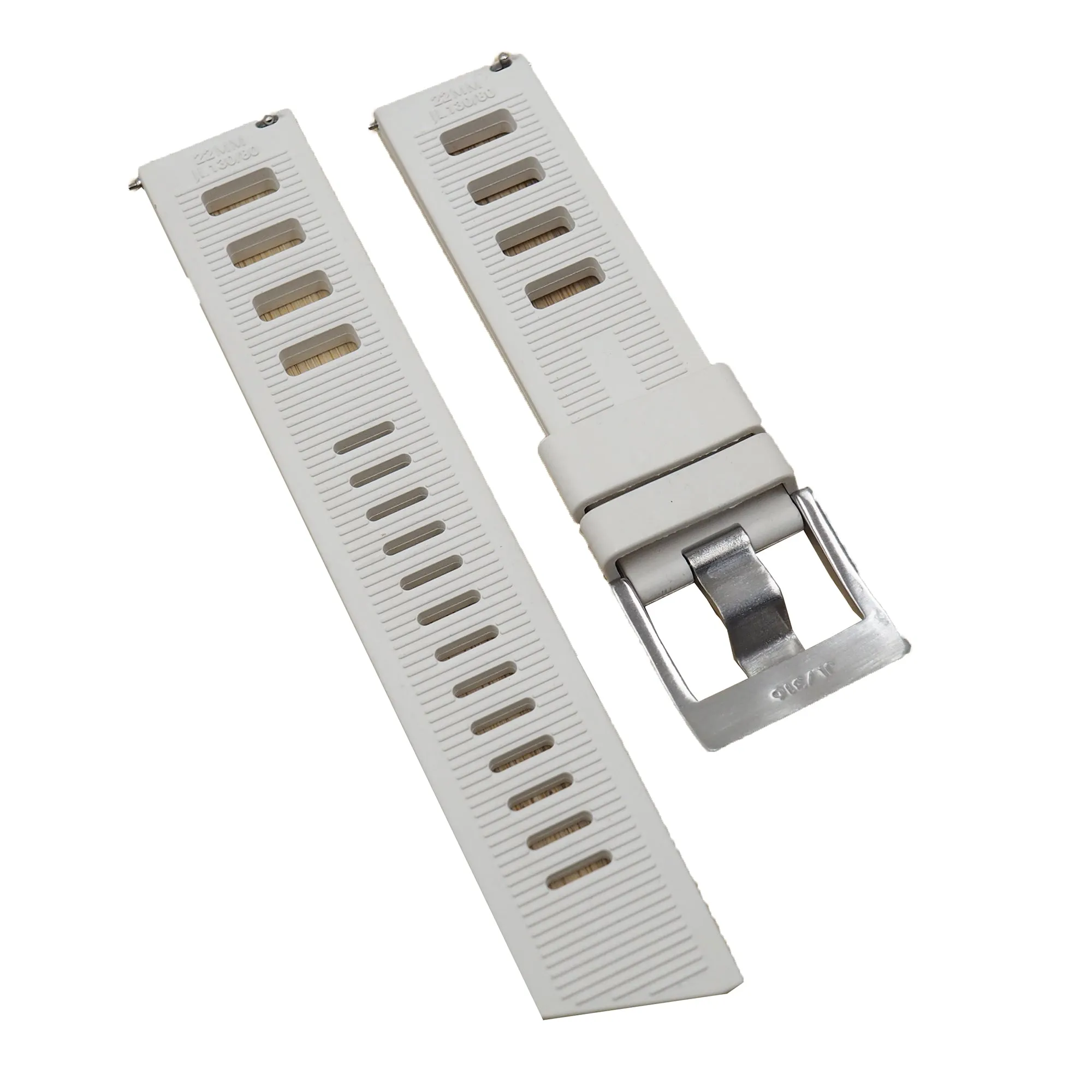22mm Milk White FKM Rubber Dive Watch Strap, Quick Release Spring Bars