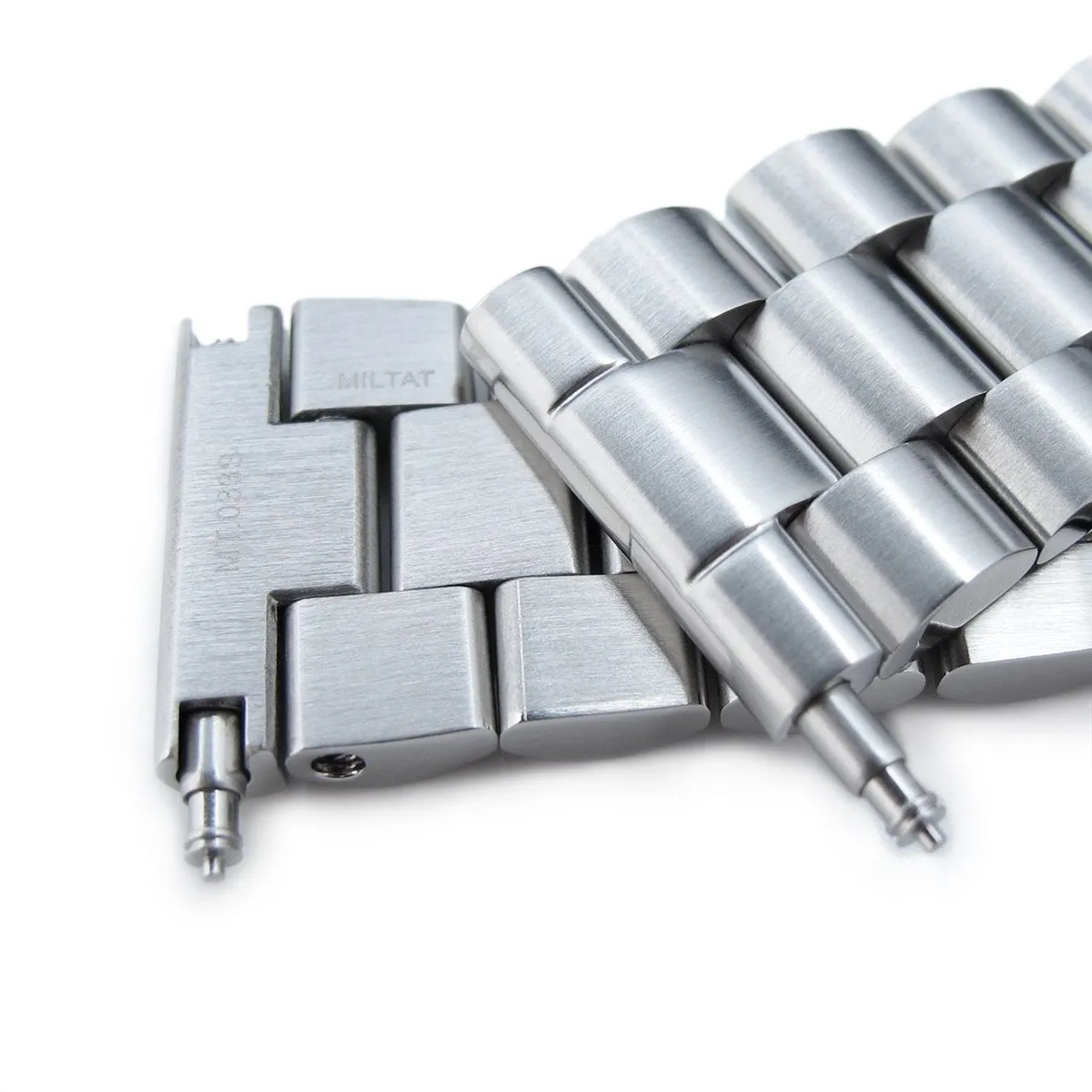 22mm Solid Endmill Metal Watch Band, 316L Stainless Steel Straight End