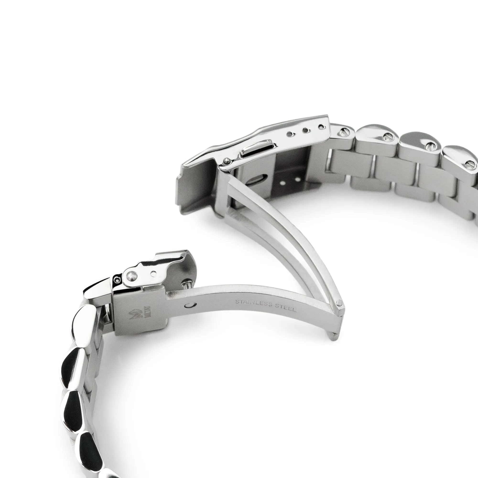 22mm Solid Endmill Metal Watch Band, 316L Stainless Steel Straight End