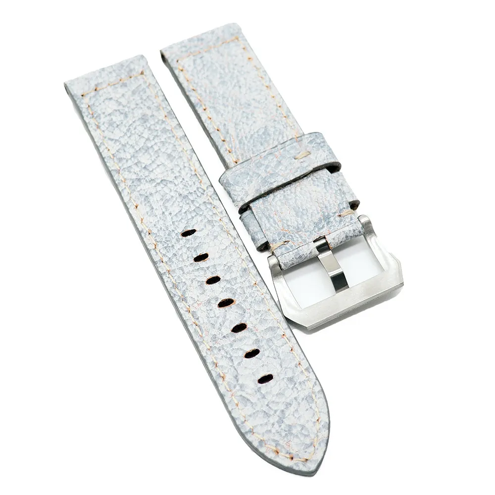 24mm, 26mm Marble Pattern White Calf Leather Watch Strap