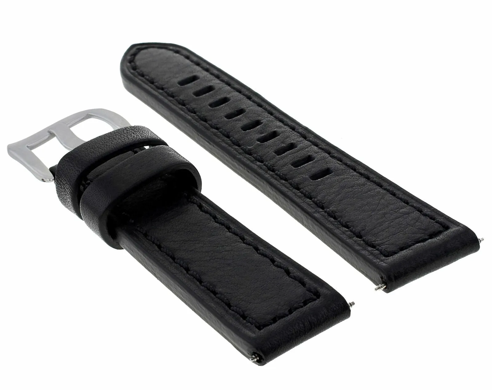 24MM COW LEATHER WATCH BAND STRAP FOR BREITLING NAVITIMER BENTLEY COLT BLACK