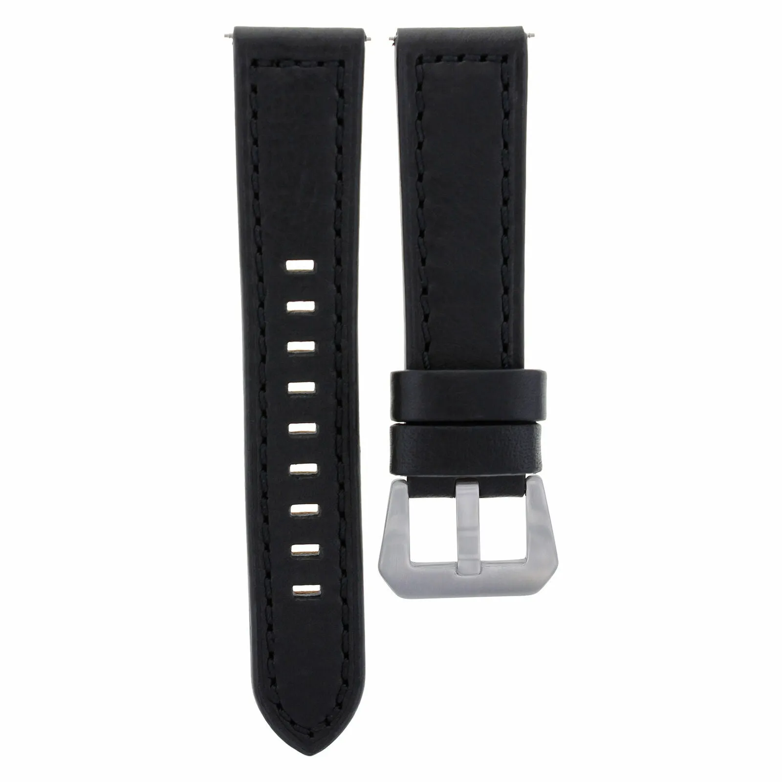24MM COW LEATHER WATCH BAND STRAP FOR BREITLING NAVITIMER BENTLEY COLT BLACK