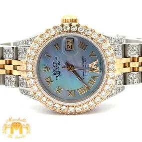 3ct diamonds Ladies` 26mm Rolex Diamond Watch with Two-Tone Jubilee Bracelet