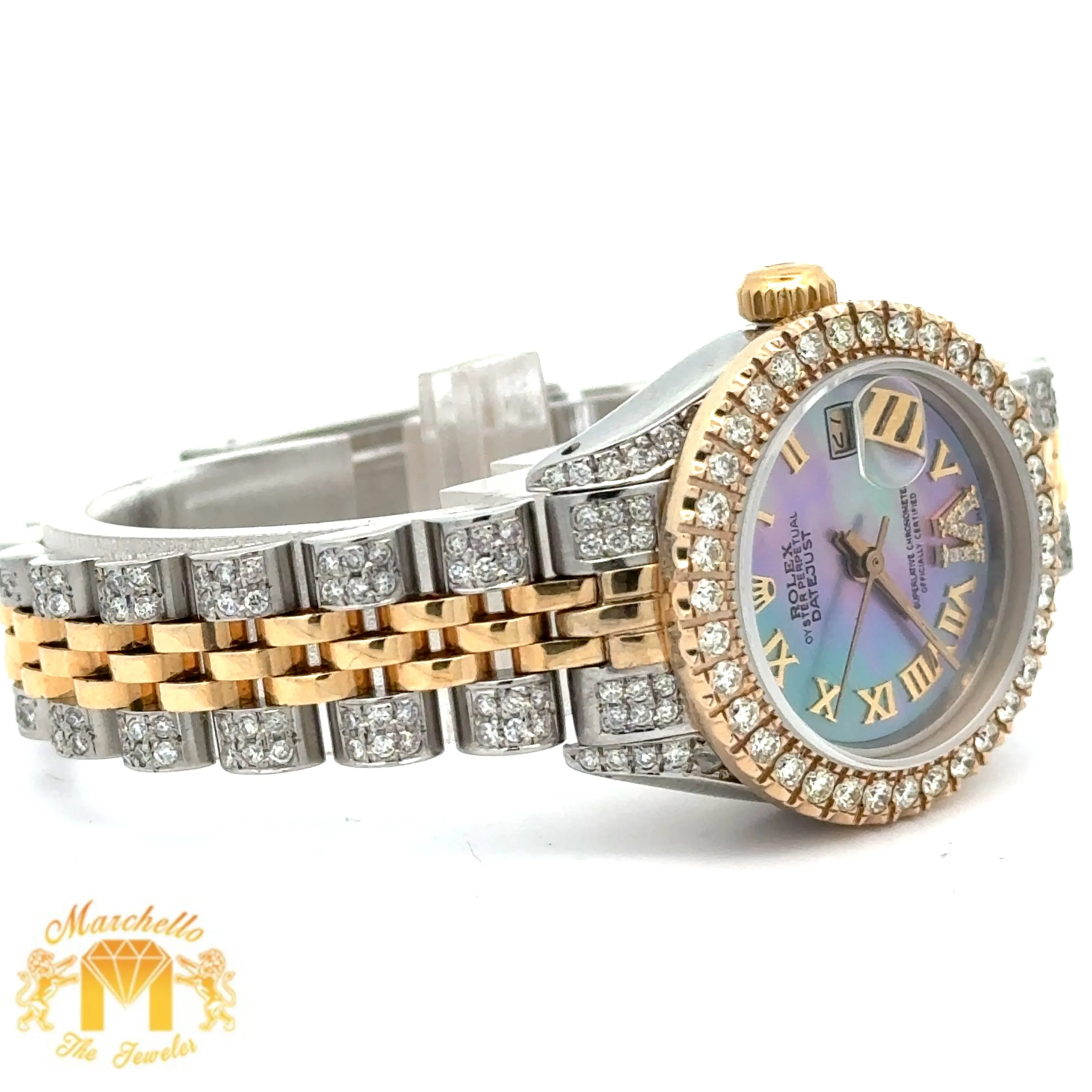 3ct diamonds Ladies` 26mm Rolex Diamond Watch with Two-Tone Jubilee Bracelet