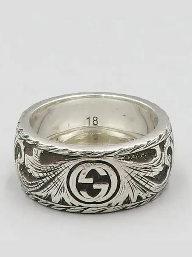 433571 Feline Head Slim Silver Ring No 18