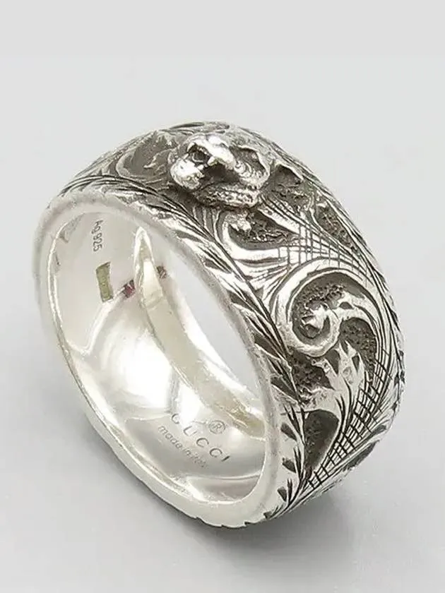 433571 Feline Head Slim Silver Ring No 18
