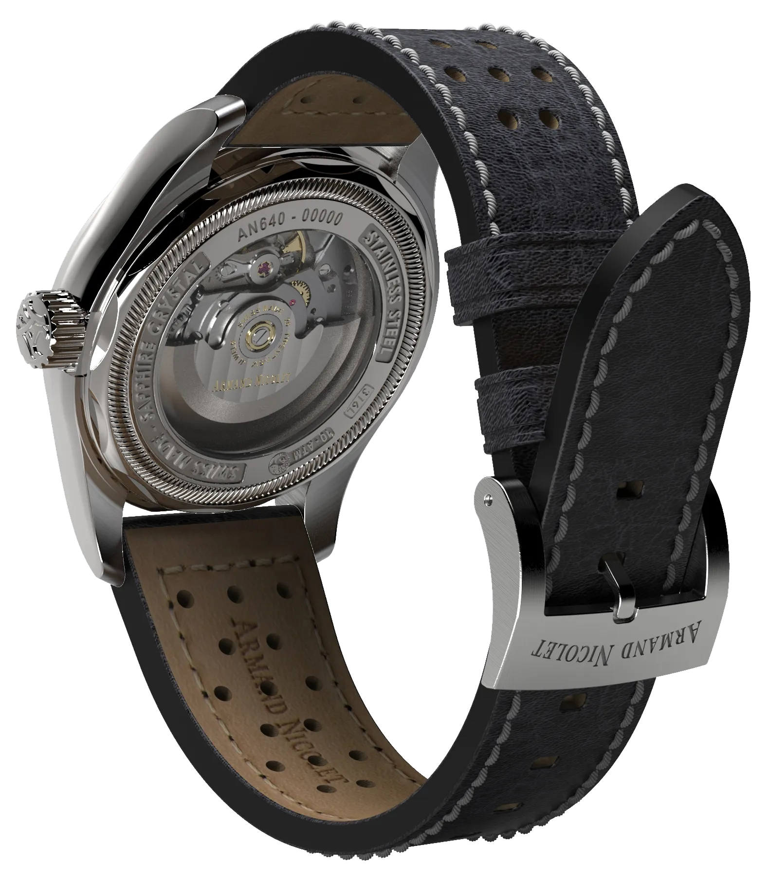 Armand Nicolet Men's Watch MM2 Date 43mm Black A640P-KN-BP22641NAC