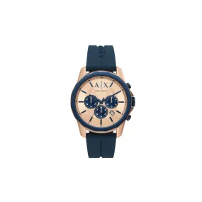 Armani Exchange Chronograph Rose Gold Blue Silicone Watch