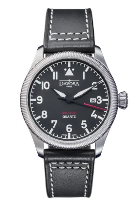 Aviator Quartz Swiss-Made Black Men's Dress Watch 16249855