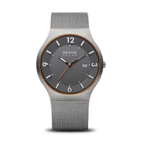 Bering Solar Slim Grey Stainless Steel Mesh Gents Watch