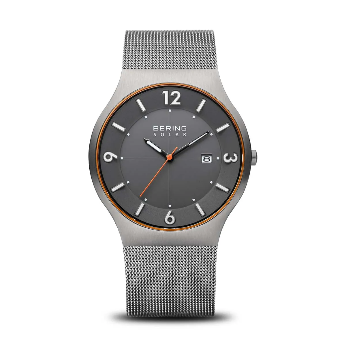 Bering Solar Slim Grey Stainless Steel Mesh Gents Watch