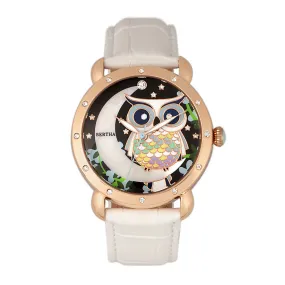 Bertha Ashley MOP Leather-Band Ladies Watch - Rose Gold/White