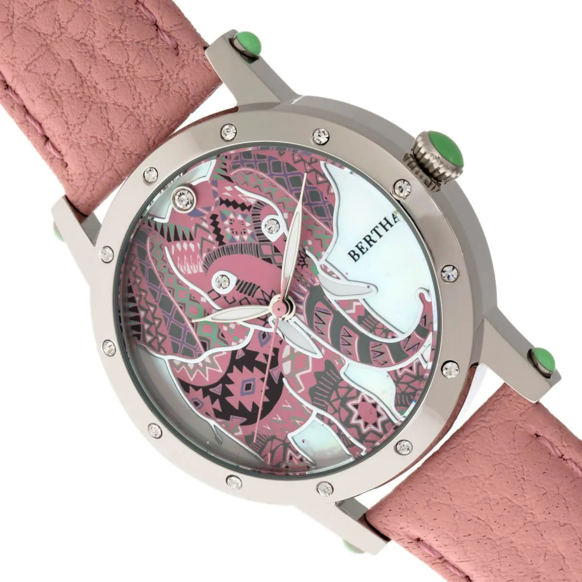 Bertha Betsy MOP Leather-Band Ladies Watch