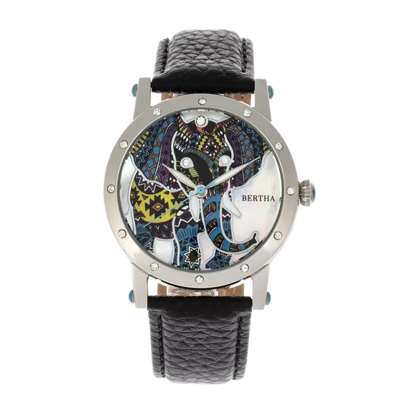 Bertha Betsy MOP Leather-Band Ladies Watch