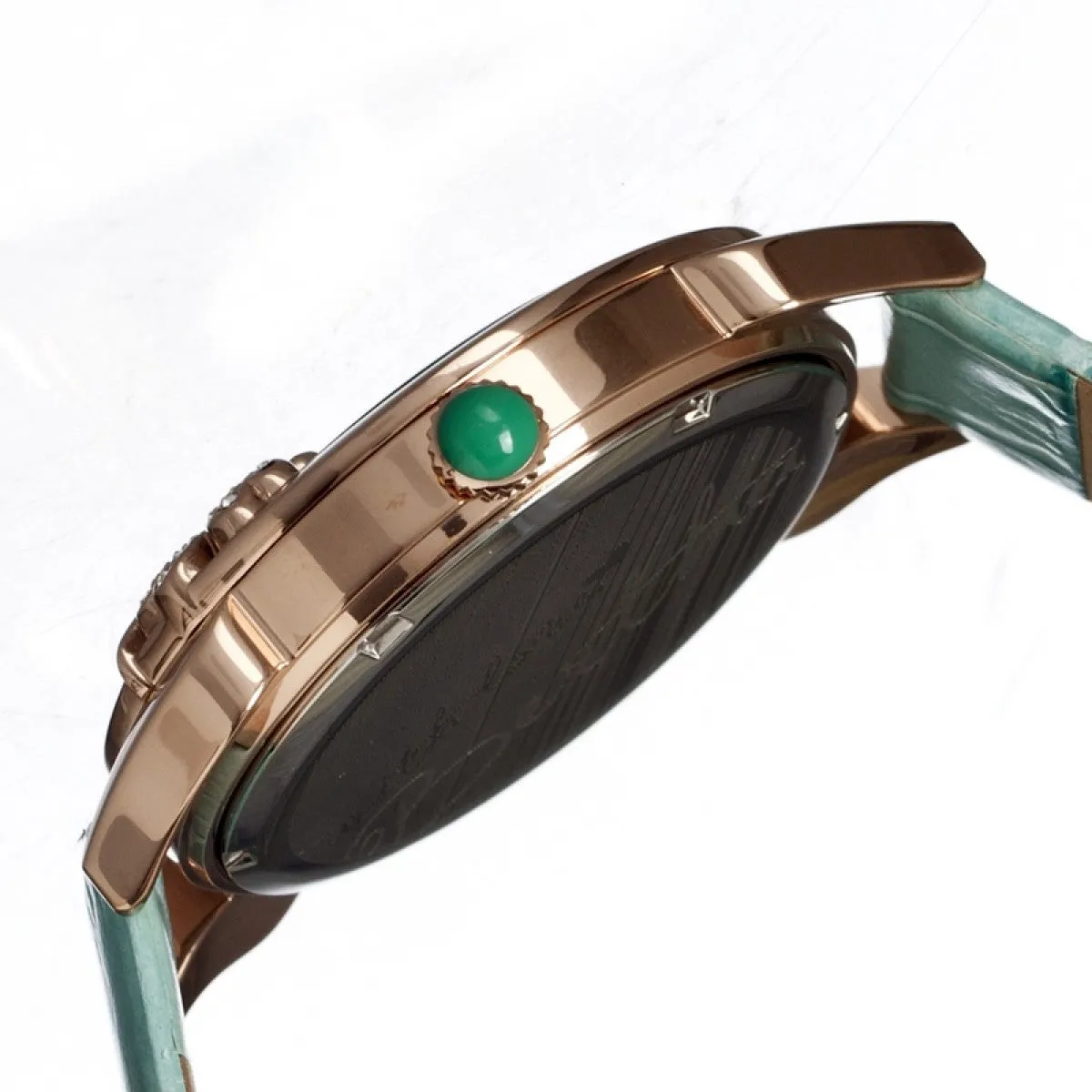 Bertha Clover MOP Leather-Band Ladies Watch
