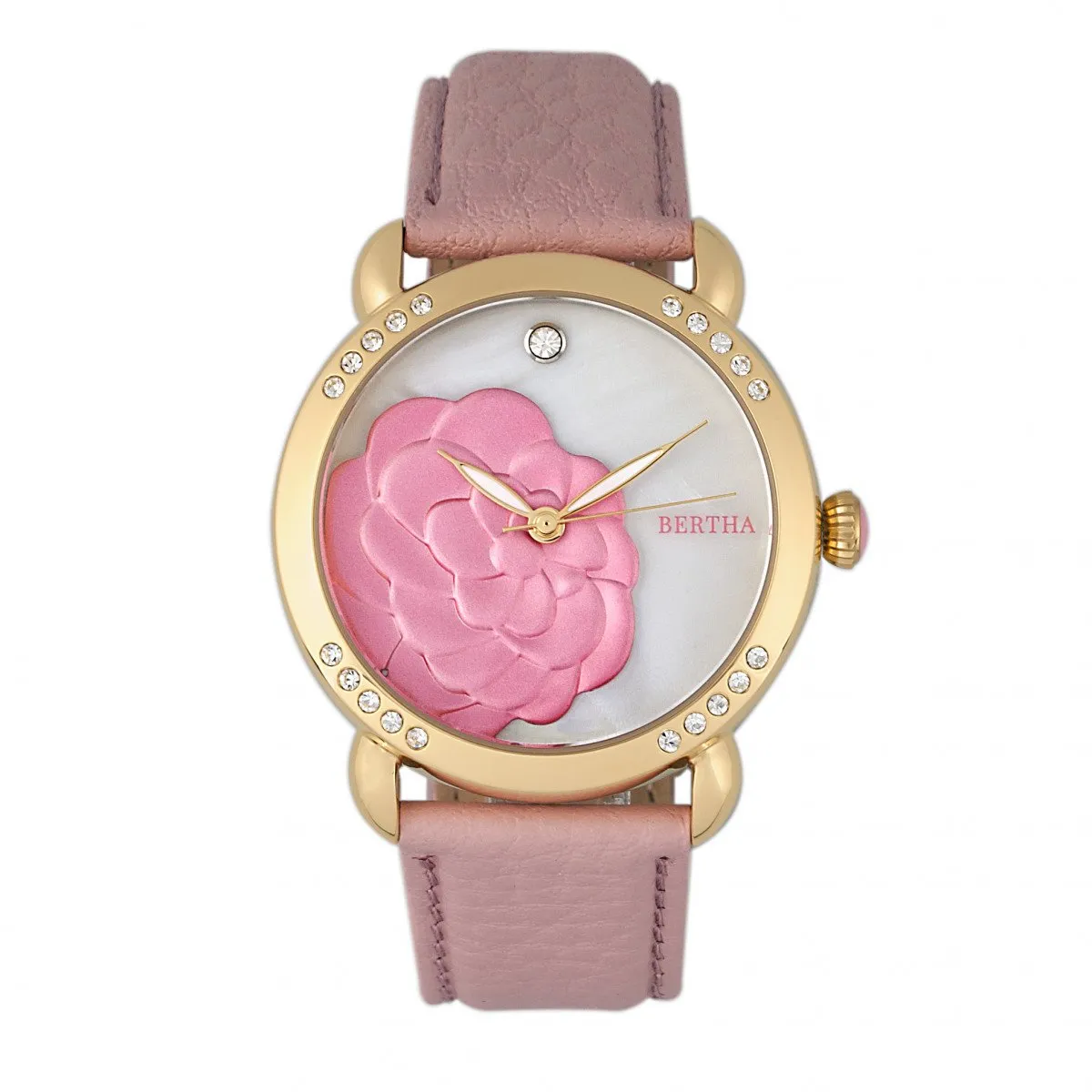 Bertha Daphne MOP Leather-Band Ladies Watch
