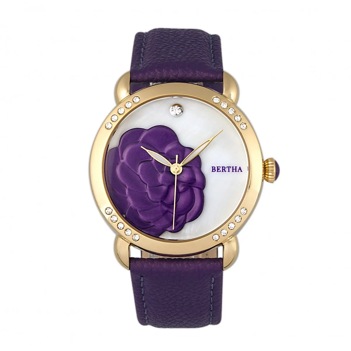 Bertha Daphne MOP Leather-Band Ladies Watch