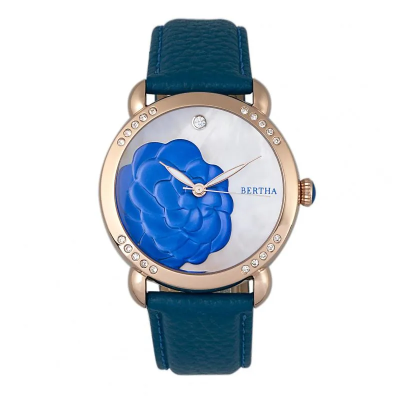 Bertha Daphne MOP Leather-Band Ladies Watch