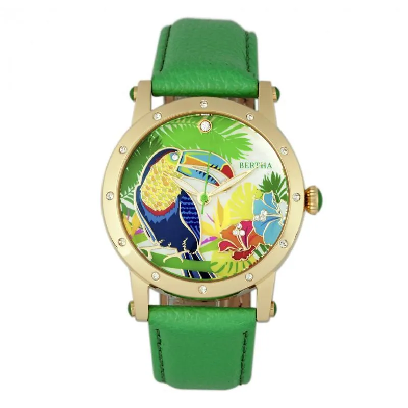 Bertha Gisele MOP Leather-Band Ladies Watch
