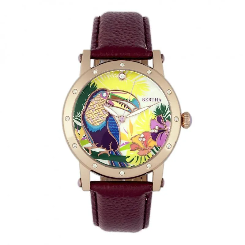 Bertha Gisele MOP Leather-Band Ladies Watch