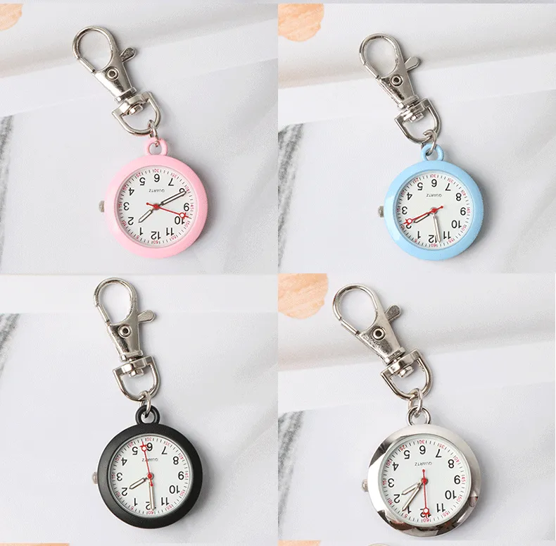 Black Nurse Watch Keychain Hospital Clock Pink Luminous Watches