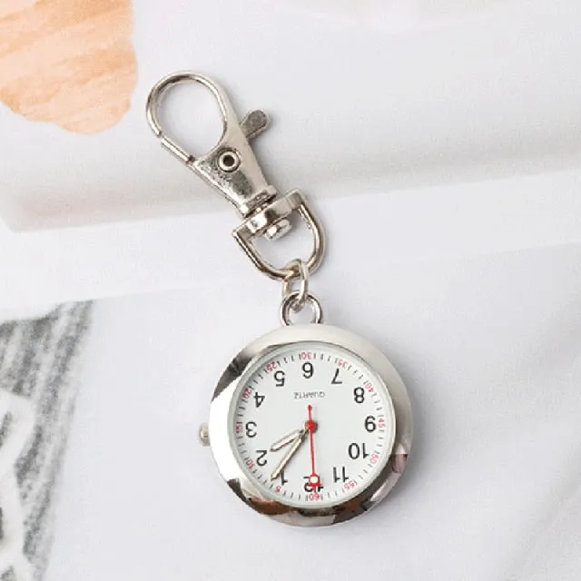 Black Nurse Watch Keychain Hospital Clock Pink Luminous Watches