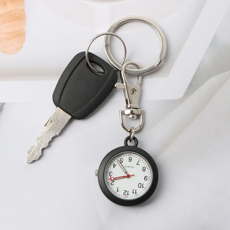Black Nurse Watch Keychain Hospital Clock Pink Luminous Watches