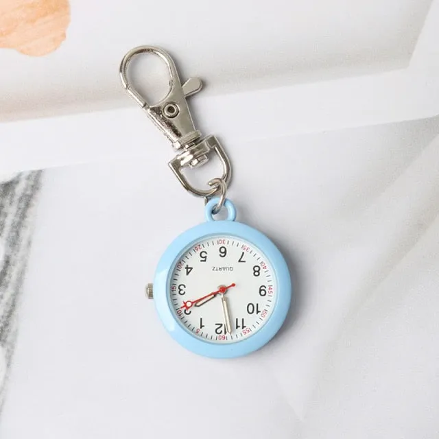 Black Nurse Watch Keychain Hospital Clock Pink Luminous Watches
