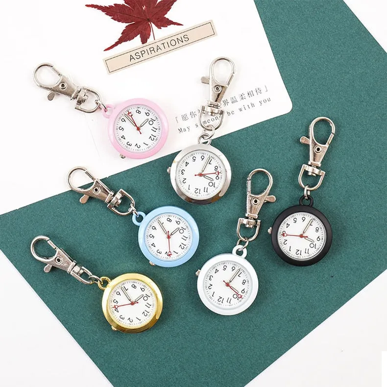 Black Nurse Watch Keychain Hospital Clock Pink Luminous Watches