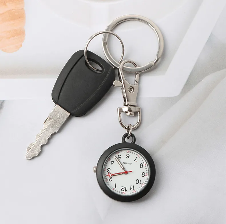 Black Nurse Watch Keychain Hospital Clock Pink Luminous Watches
