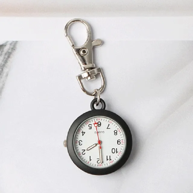 Black Nurse Watch Keychain Hospital Clock Pink Luminous Watches