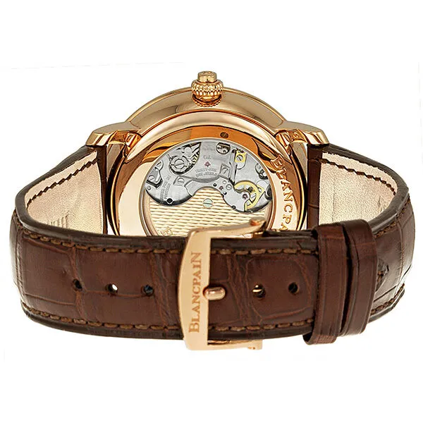 Blancpain Villeret Silver Dial Chronograph 18kt Rose Gold Brown Leather Men's Watch 6685-3642-55B