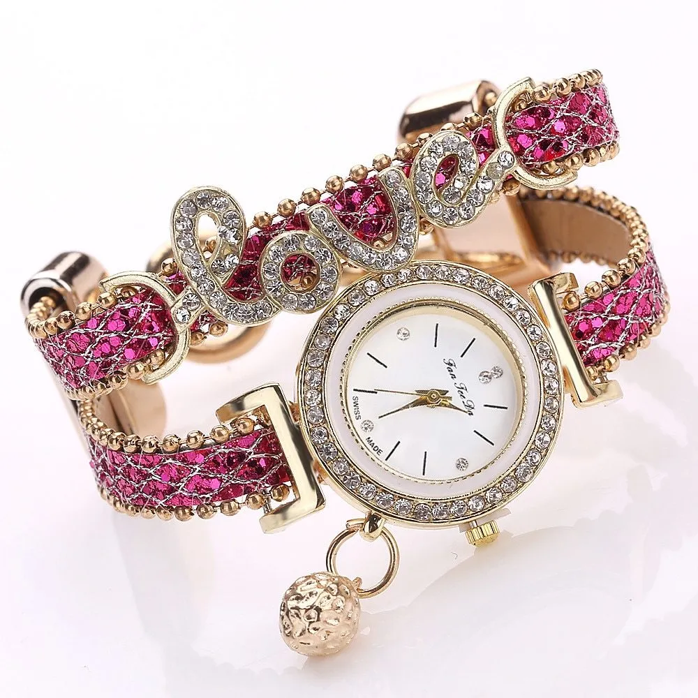 Brand Women Bracelet Watches Ladies Watch Rhinestones Clock Womens Fashion Dress Wristwatch