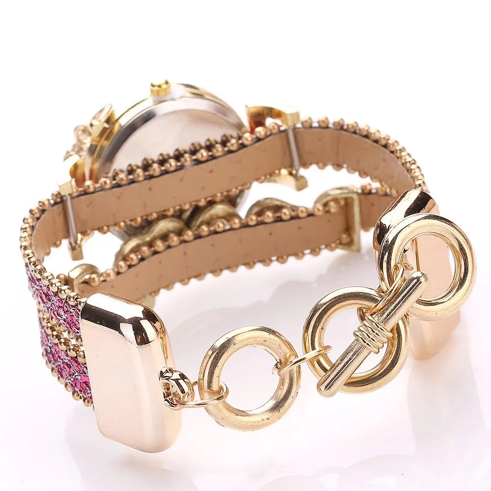 Brand Women Bracelet Watches Ladies Watch Rhinestones Clock Womens Fashion Dress Wristwatch