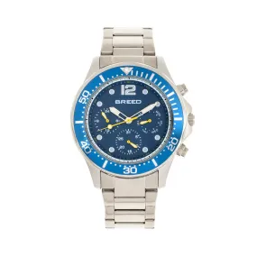 Breed Pegasus Bracelet Watch w/Day/Date  - Blue/Silver
